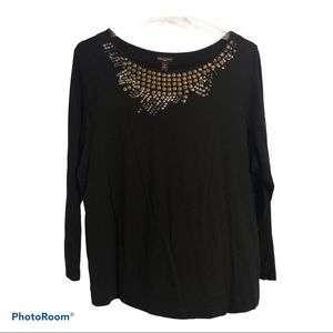 Dana Buchman Woman embellished top- black size 2X